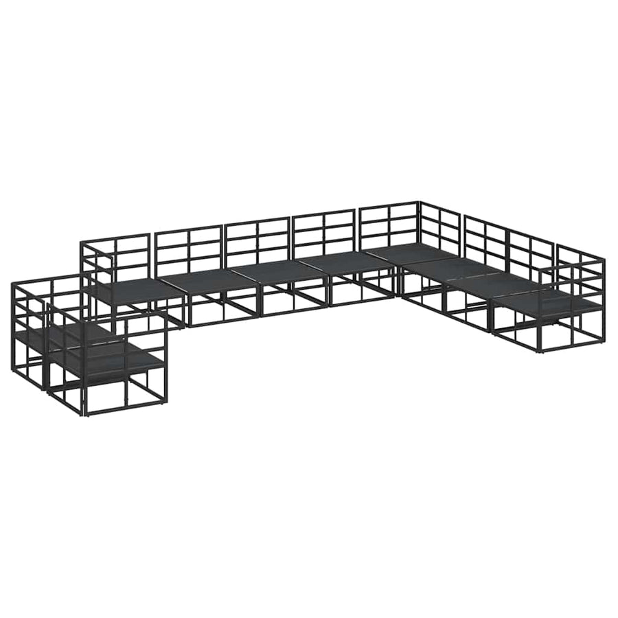 Tuin Sofa Set met kussen 10 pcs Zwart Aluminium