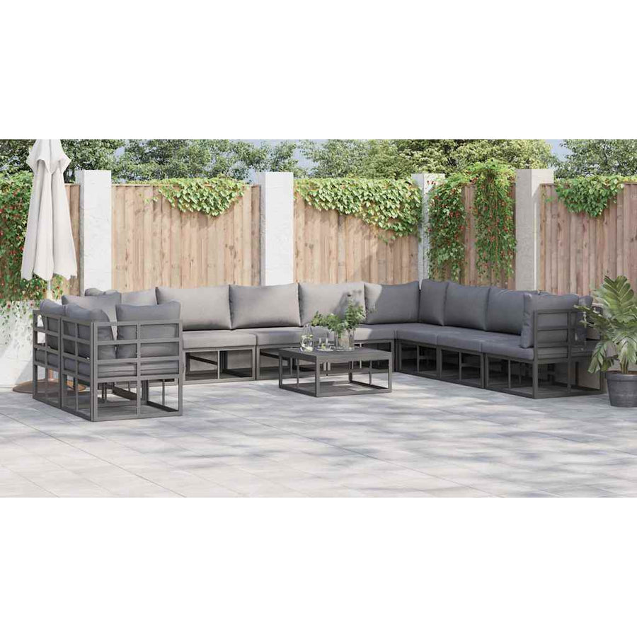 Tuin Sofa Set met kussen 11 pcs Zwart Aluminium