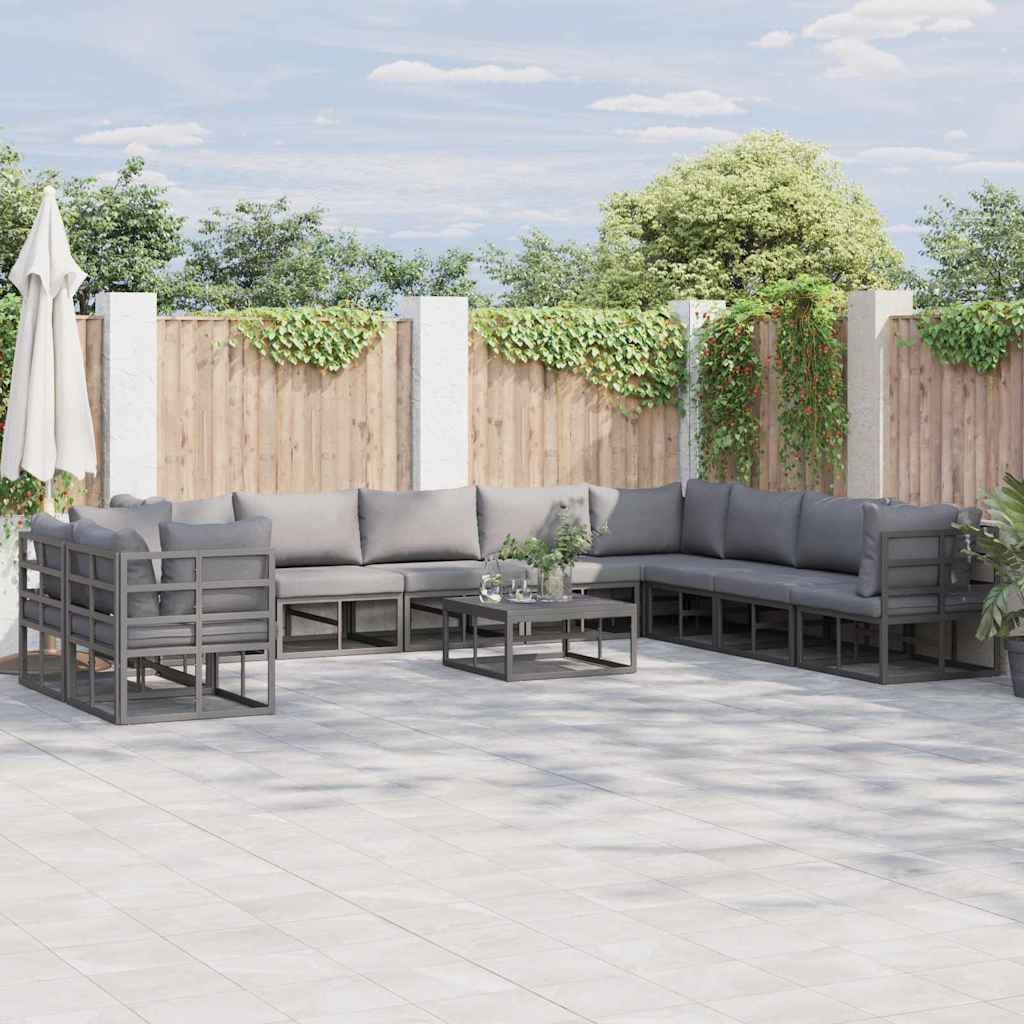 Tuin Sofa Set met kussen 11 pcs Zwart Aluminium