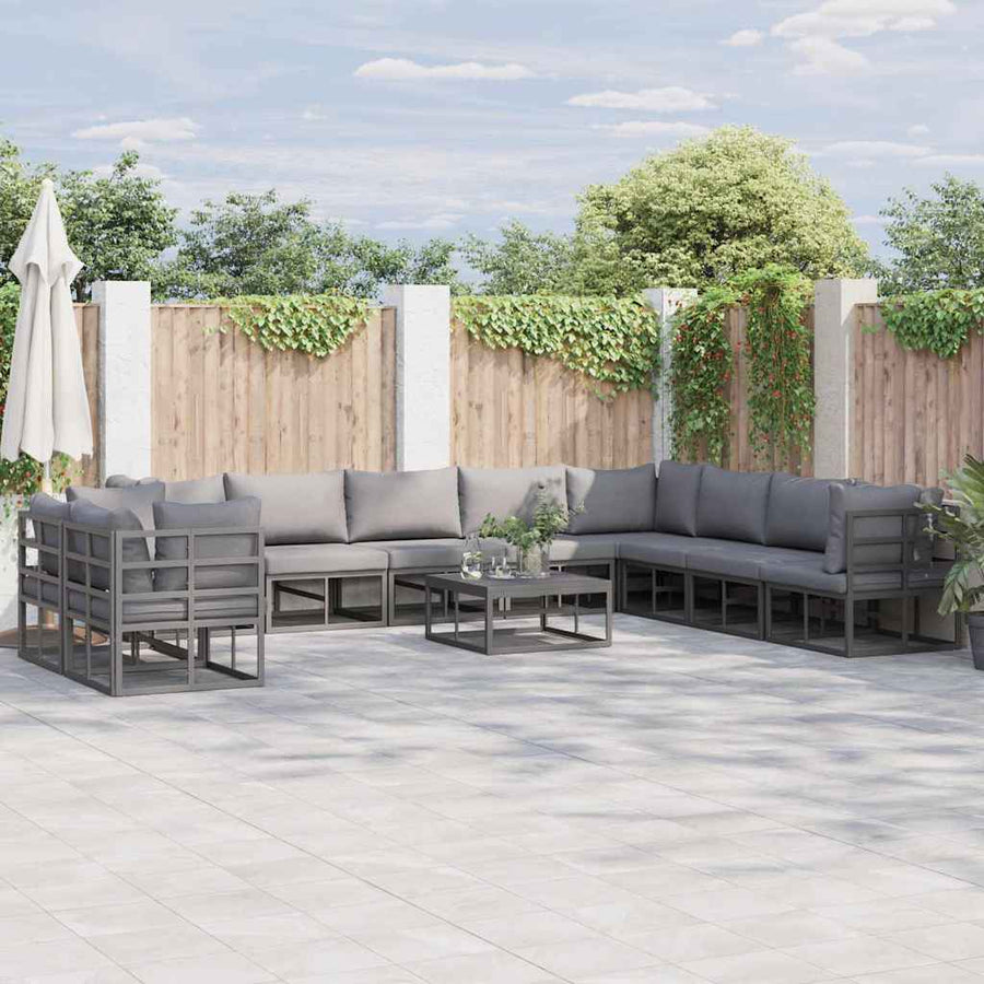 Tuin Sofa Set met kussen 11 pcs Zwart Aluminium