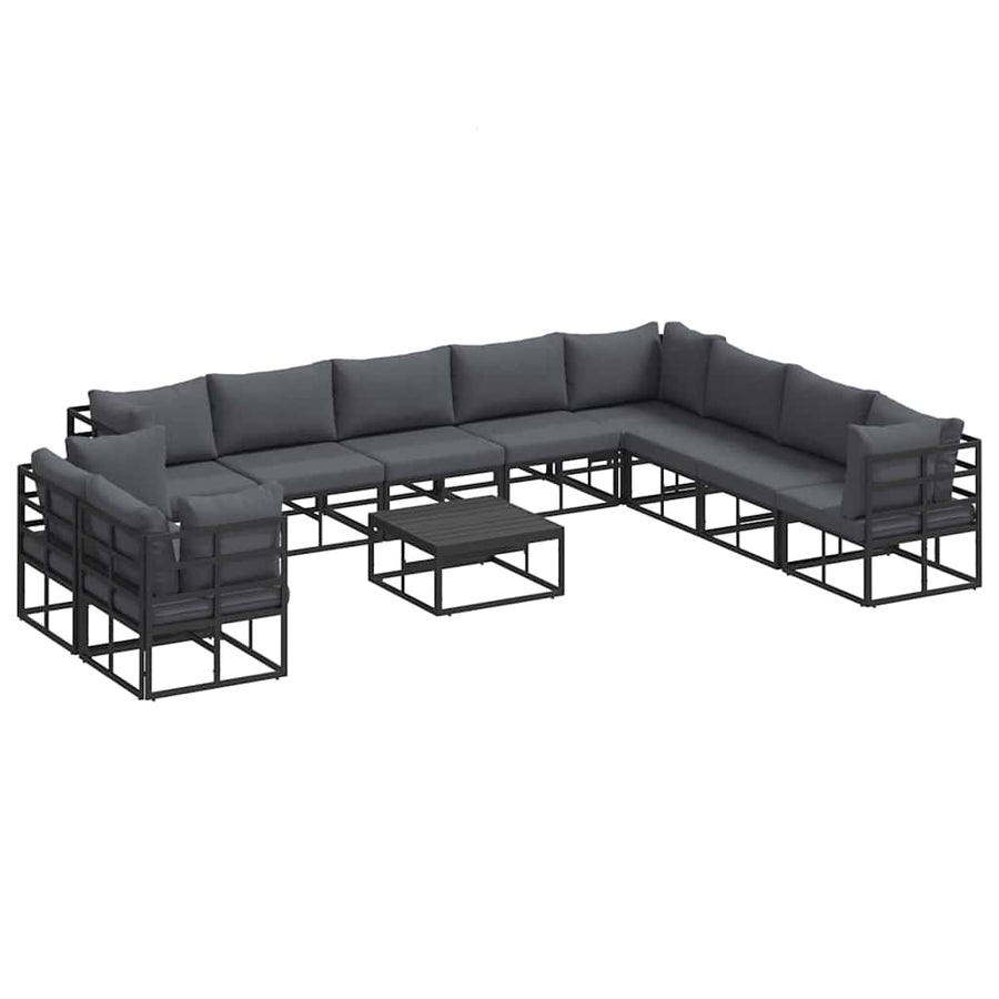 Tuin Sofa Set met kussen 11 pcs Zwart Aluminium