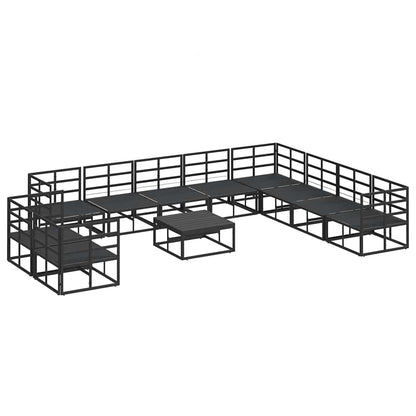 Tuin Sofa Set met kussen 11 pcs Zwart Aluminium