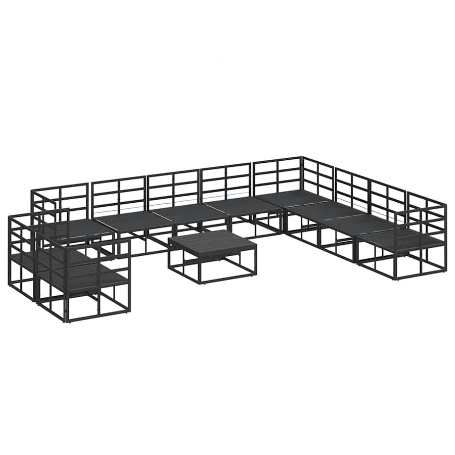 Tuin Sofa Set met kussen 11 pcs Zwart Aluminium