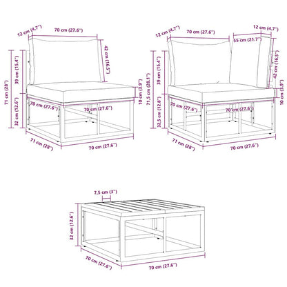Tuin Sofa Set met kussen 11 pcs Zwart Aluminium