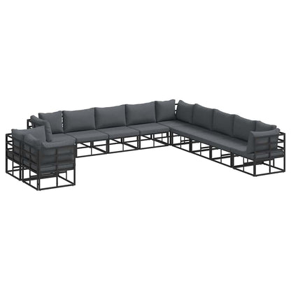 Tuin Sofa Set met kussen 11 pcs Zwart Aluminium