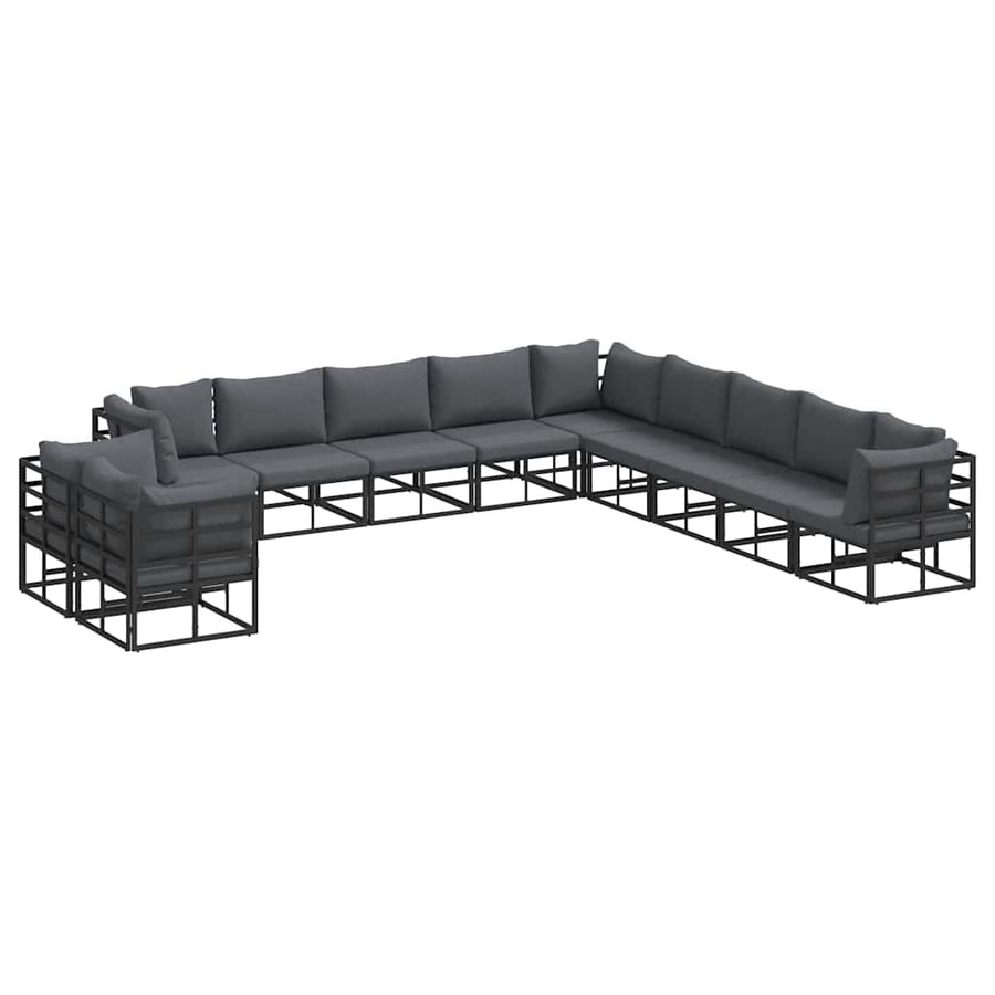 Tuin Sofa Set met kussen 11 pcs Zwart Aluminium