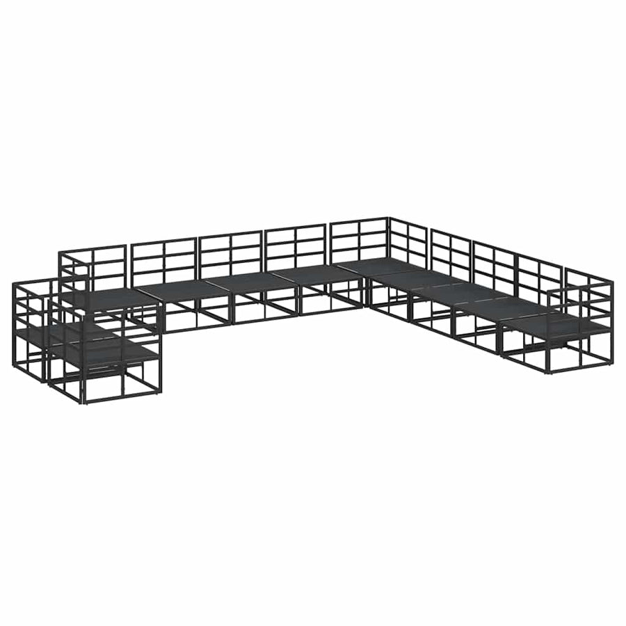 Tuin Sofa Set met kussen 11 pcs Zwart Aluminium