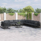 Garden bench set with cushion 12 pcs Black Aluminium