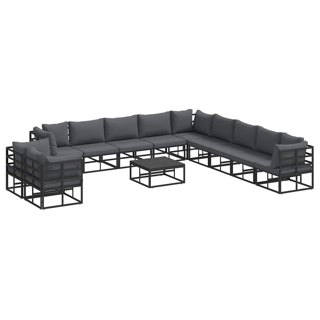 Tuin Sofa Set met kussen 12 pcs Zwart Aluminium