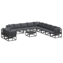 Tuin Sofa Set met kussen 12 pcs Zwart Aluminium