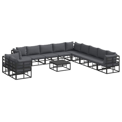 Tuin Sofa Set met kussen 12 pcs Zwart Aluminium