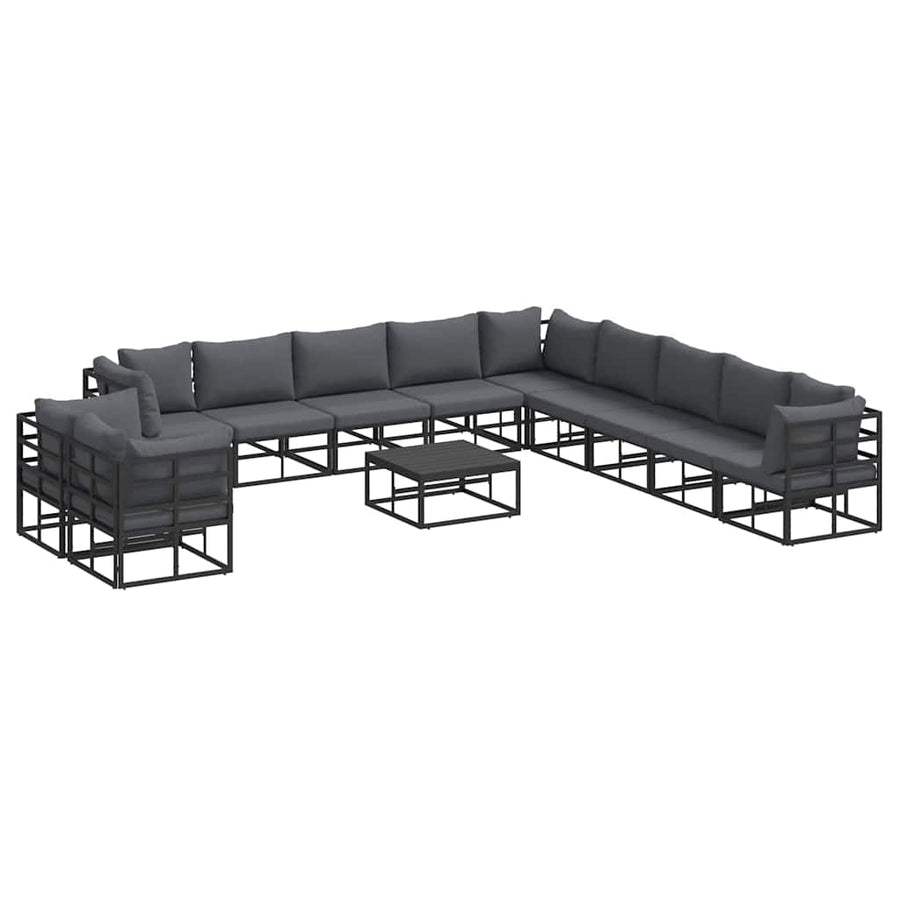 Tuin Sofa Set met kussen 12 pcs Zwart Aluminium