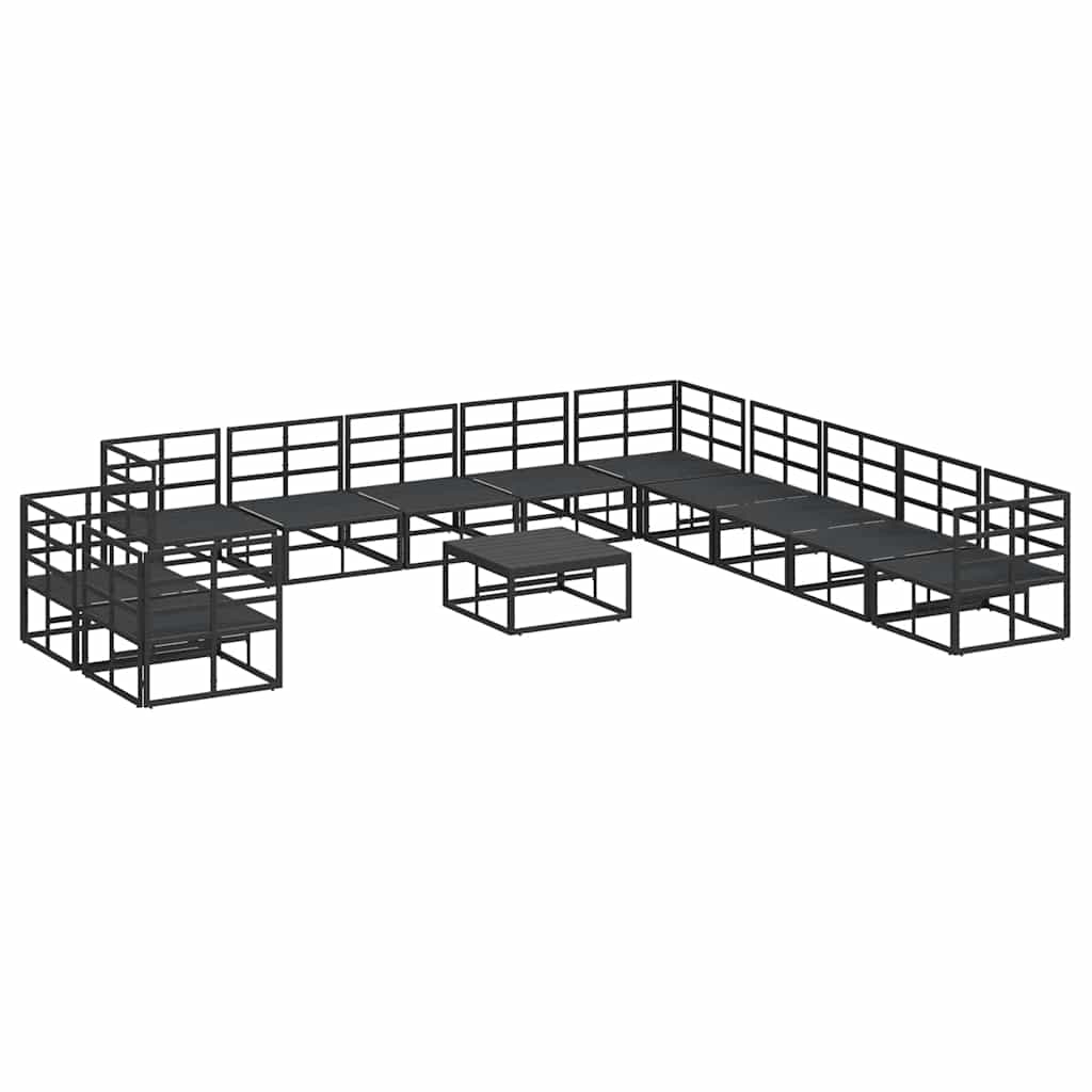 Tuin Sofa Set met kussen 12 pcs Zwart Aluminium