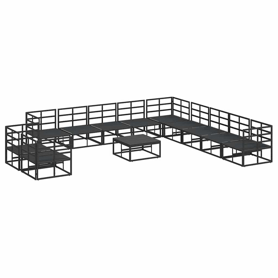 Tuin Sofa Set met kussen 12 pcs Zwart Aluminium