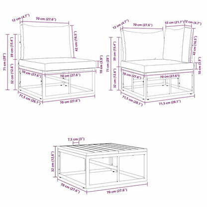 Tuin Sofa Set met kussen 12 pcs Zwart Aluminium