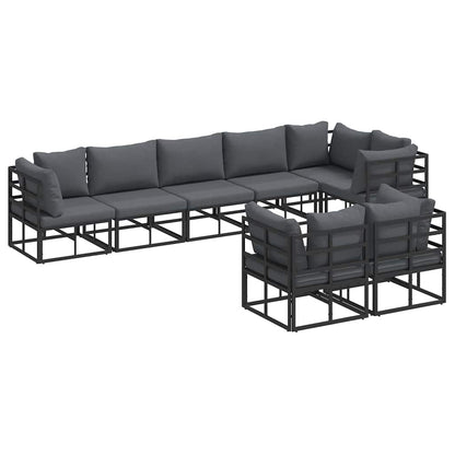 Tuin Sofa Set met kussen 8 pcs Zwart Aluminium
