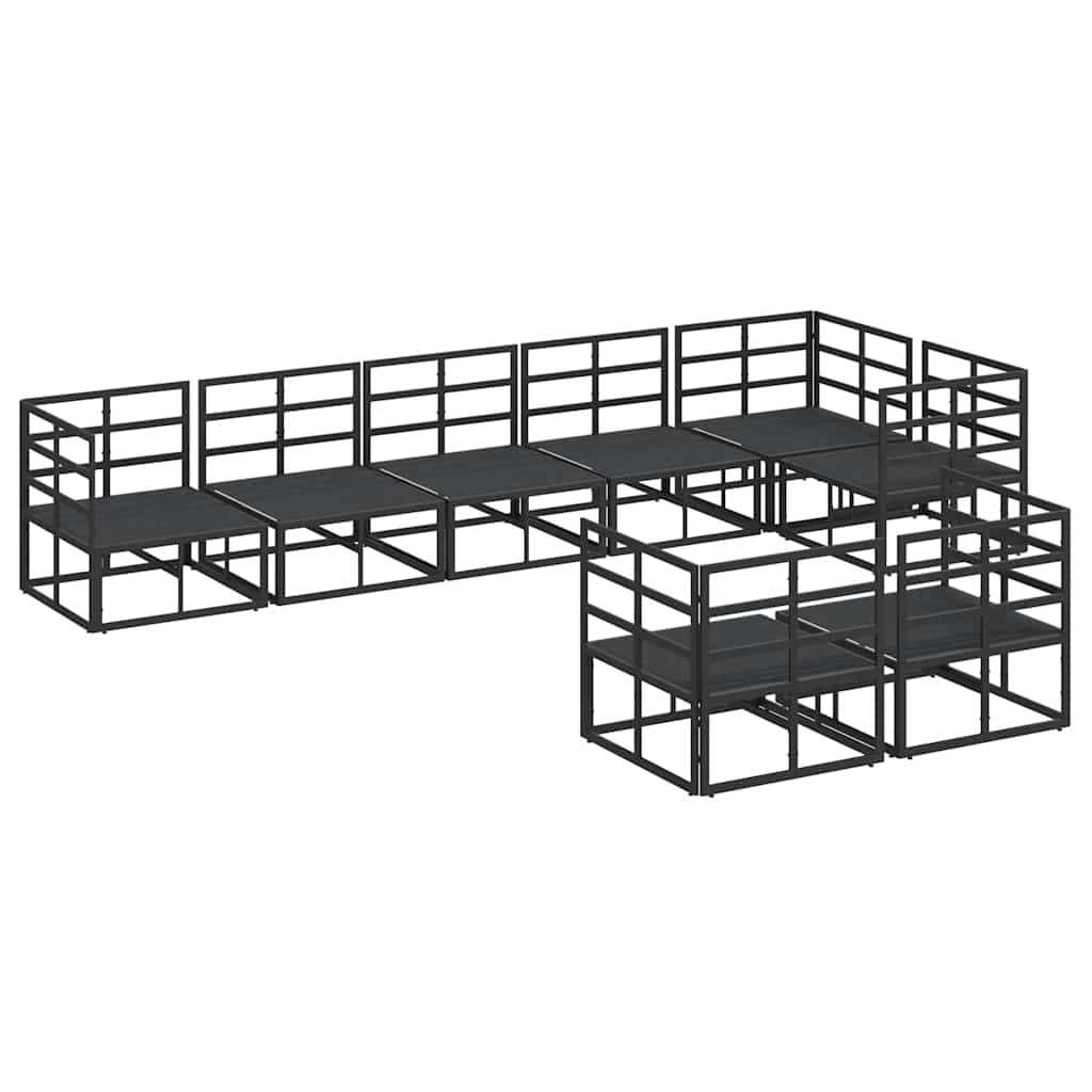 Tuin Sofa Set met kussen 8 pcs Zwart Aluminium