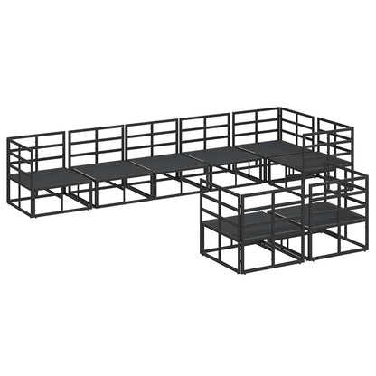 Tuin Sofa Set met kussen 8 pcs Zwart Aluminium