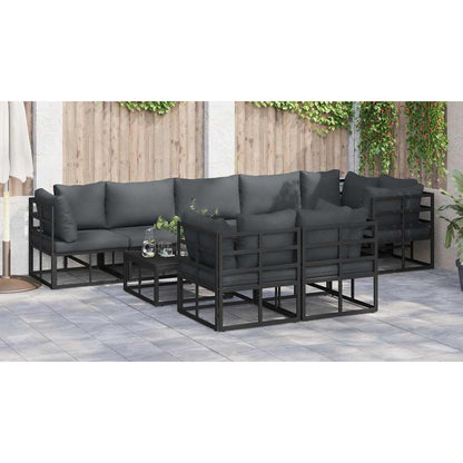 Tuin Sofa Set met kussen 9 pcs Zwart Aluminium