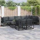 Garden Bench Set with Cushions 9 pcs Black Aluminium