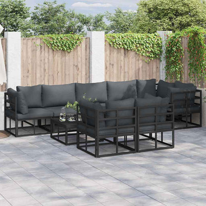 Tuin Sofa Set met kussen 9 pcs Zwart Aluminium