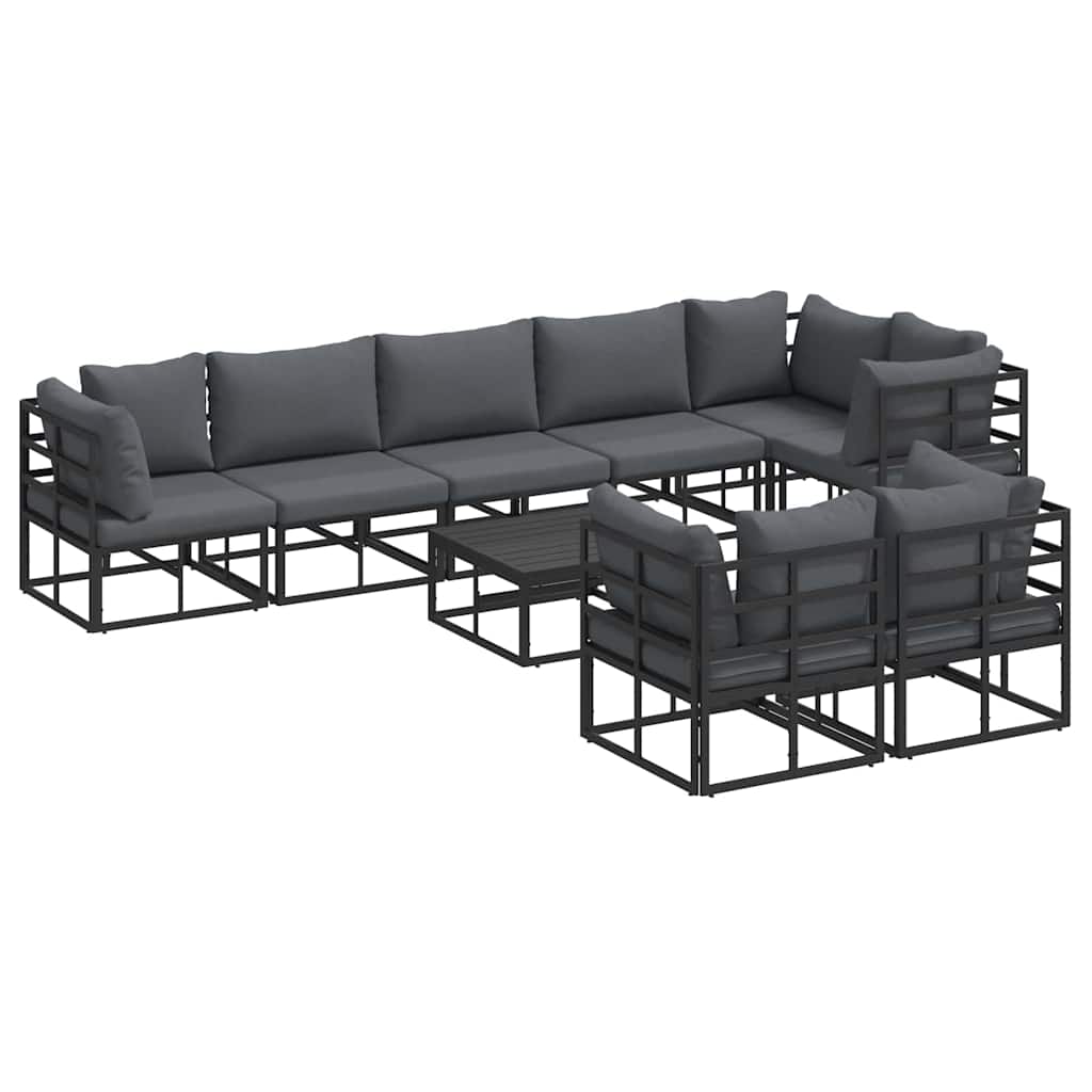 Tuin Sofa Set met kussen 9 pcs Zwart Aluminium