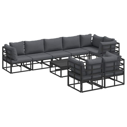 Tuin Sofa Set met kussen 9 pcs Zwart Aluminium