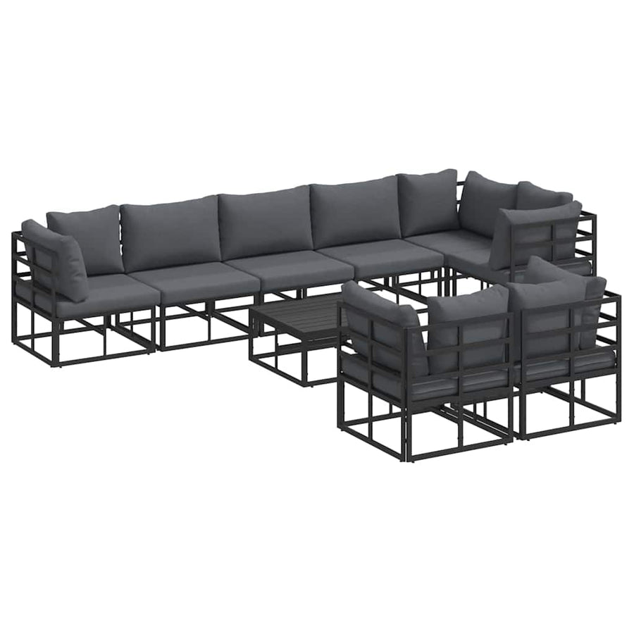 Tuin Sofa Set met kussen 9 pcs Zwart Aluminium