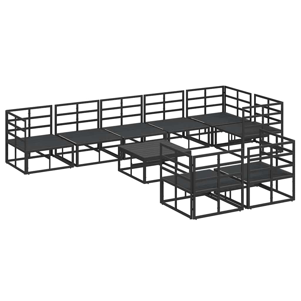 Tuin Sofa Set met kussen 9 pcs Zwart Aluminium