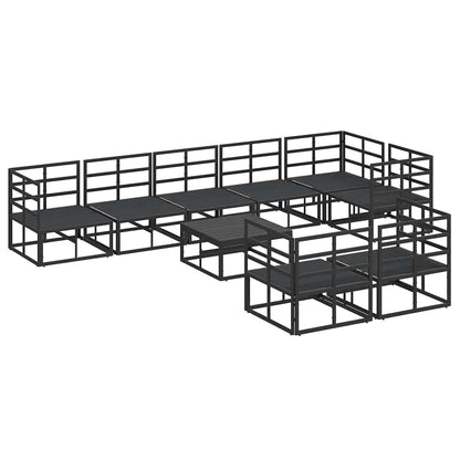 Tuin Sofa Set met kussen 9 pcs Zwart Aluminium