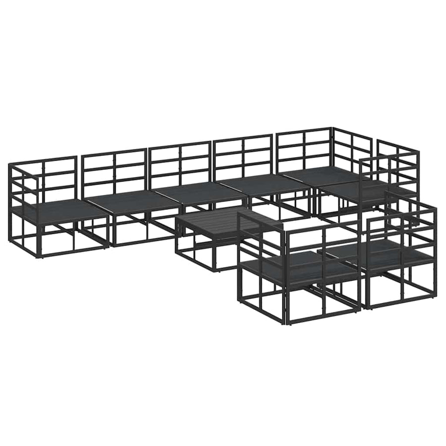 Tuin Sofa Set met kussen 9 pcs Zwart Aluminium