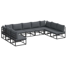 Tuin Sofa Set met kussen 9 pcs Zwart Aluminium