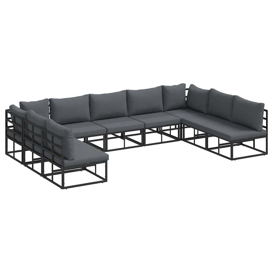 Tuin Sofa Set met kussen 9 pcs Zwart Aluminium