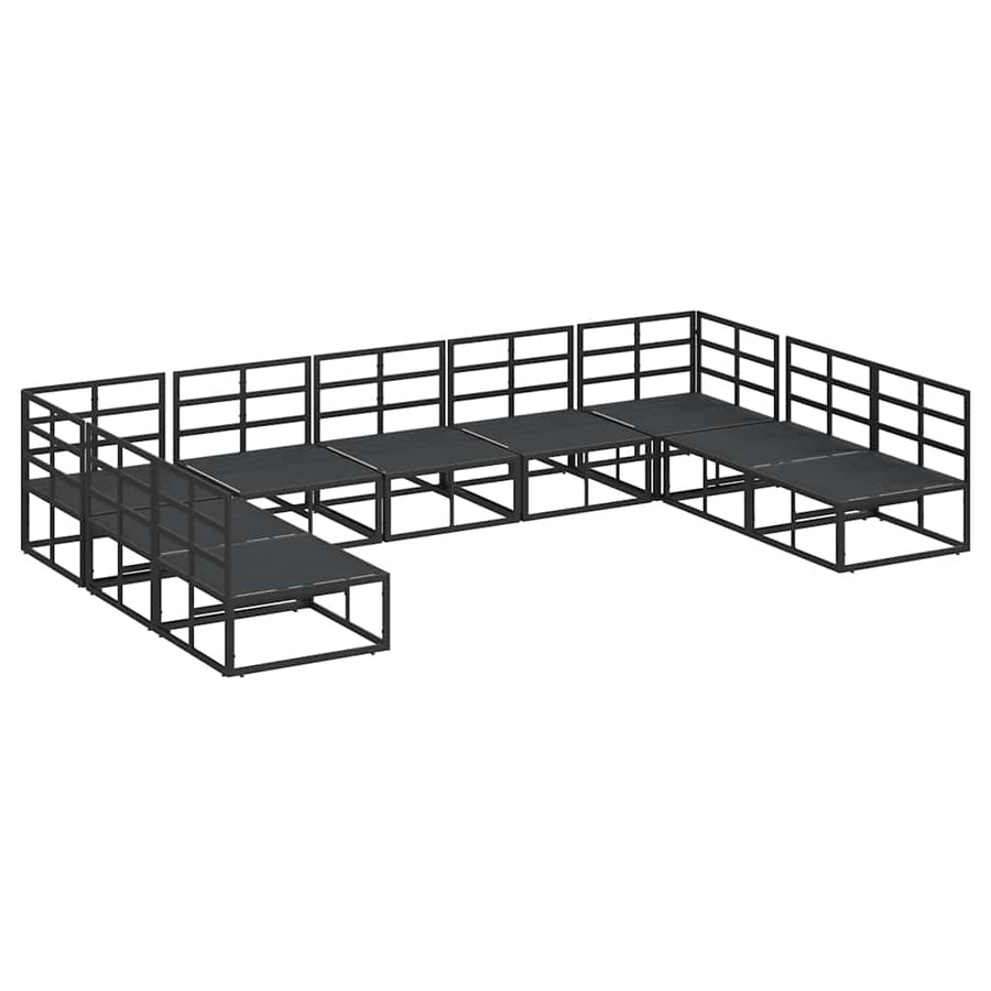 Tuin Sofa Set met kussen 9 pcs Zwart Aluminium