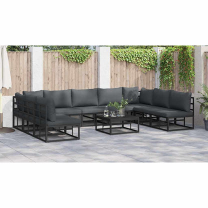 Tuin Sofa Set met kussen 10 pcs Zwart Aluminium