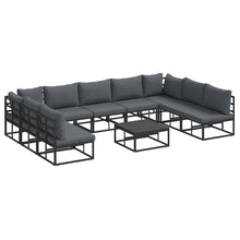 Tuin Sofa Set met kussen 10 pcs Zwart Aluminium
