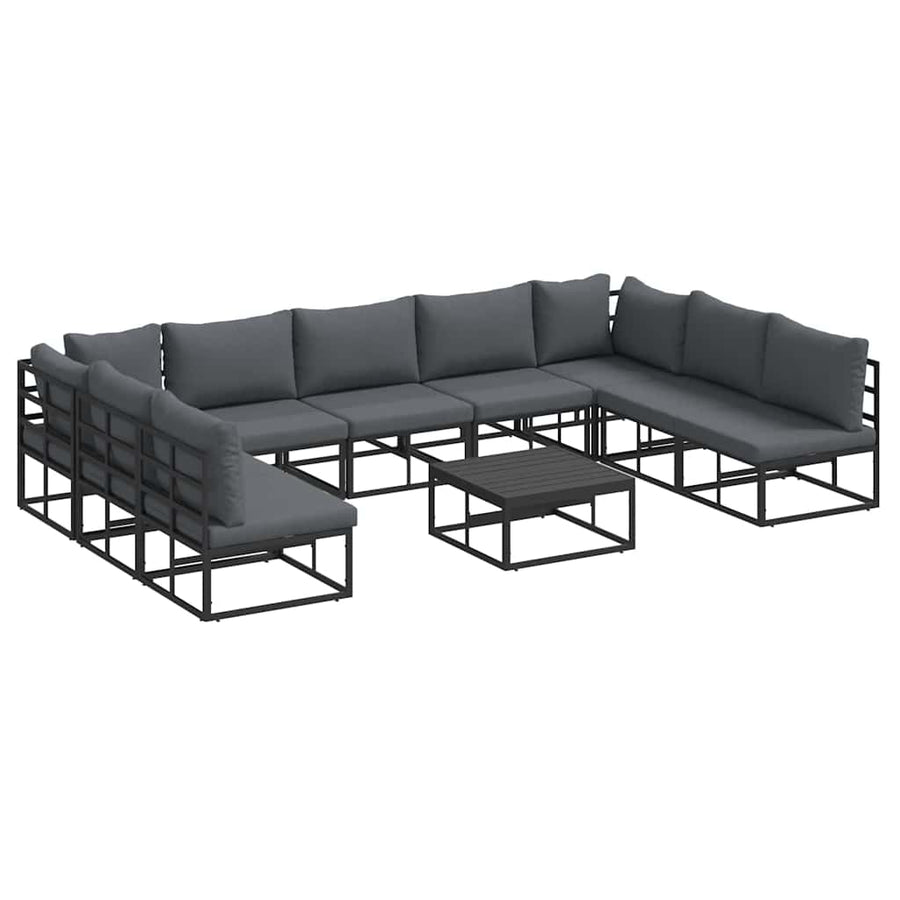Tuin Sofa Set met kussen 10 pcs Zwart Aluminium