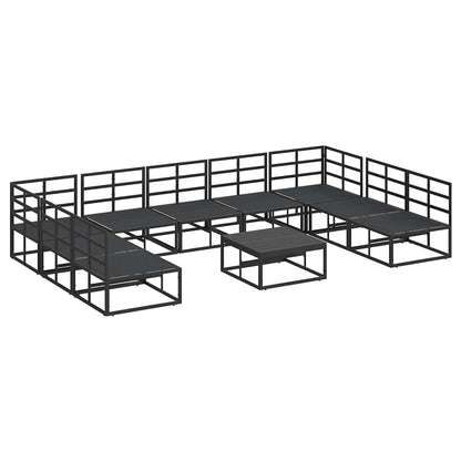 Tuin Sofa Set met kussen 10 pcs Zwart Aluminium