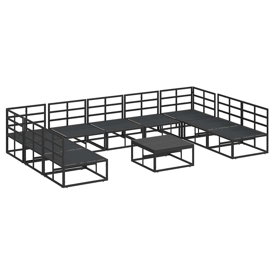 Tuin Sofa Set met kussen 10 pcs Zwart Aluminium