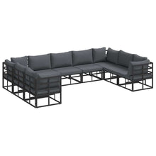 Tuin Sofa Set met kussen 9 pcs Zwart Aluminium