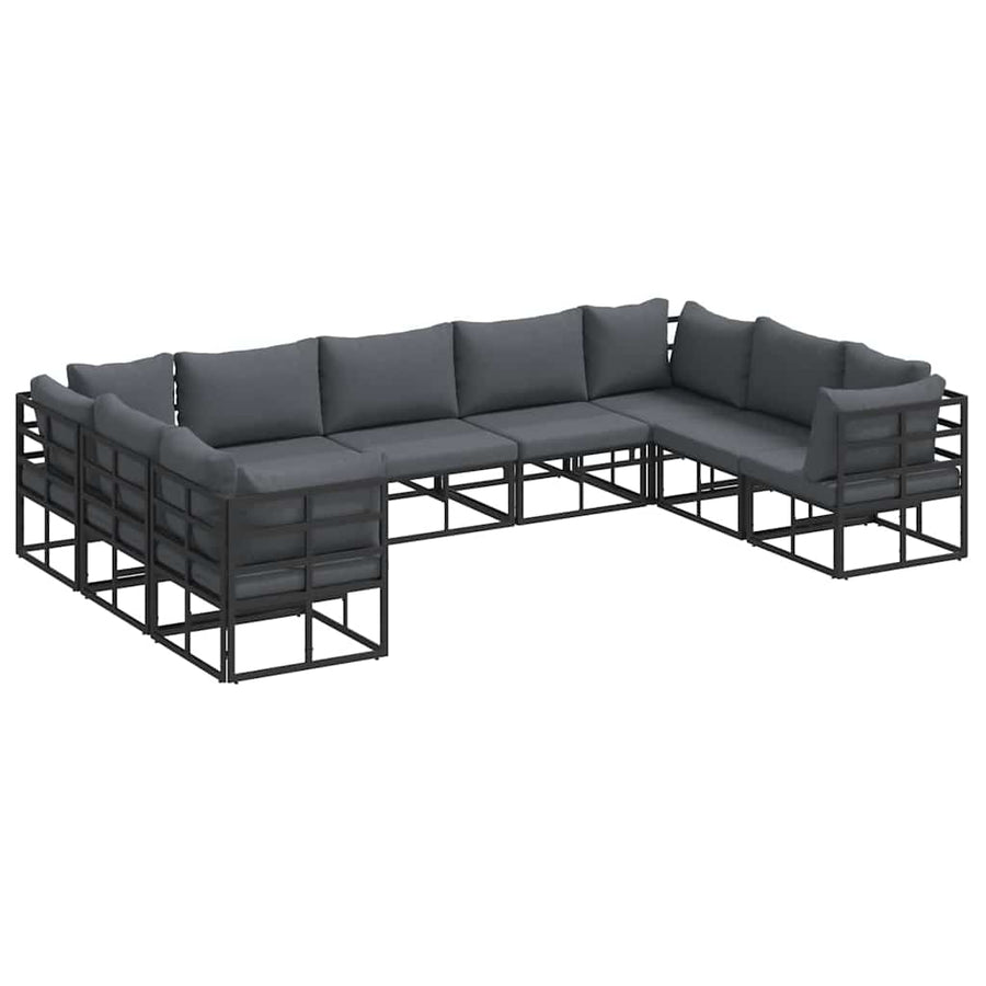Tuin Sofa Set met kussen 9 pcs Zwart Aluminium