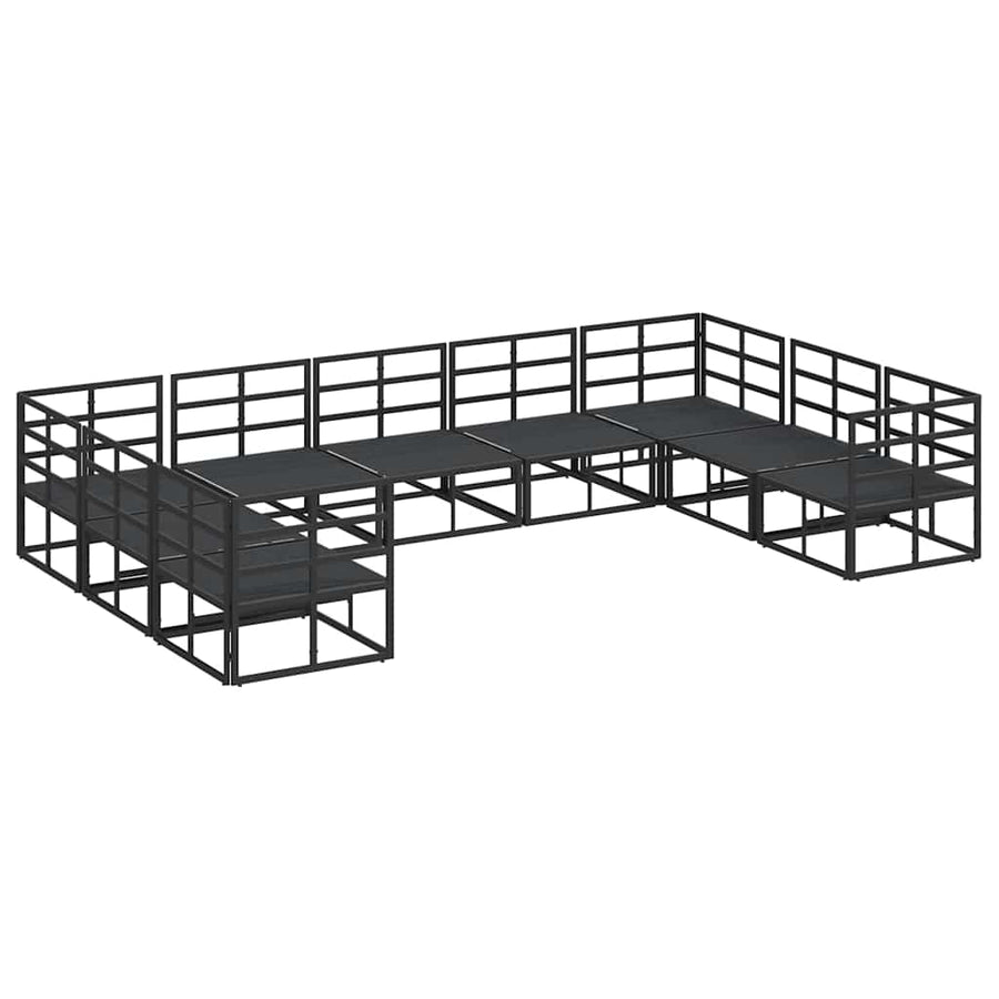 Tuin Sofa Set met kussen 9 pcs Zwart Aluminium