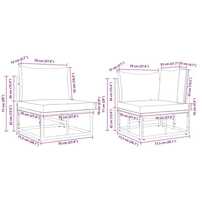 Tuin Sofa Set met kussen 9 pcs Zwart Aluminium