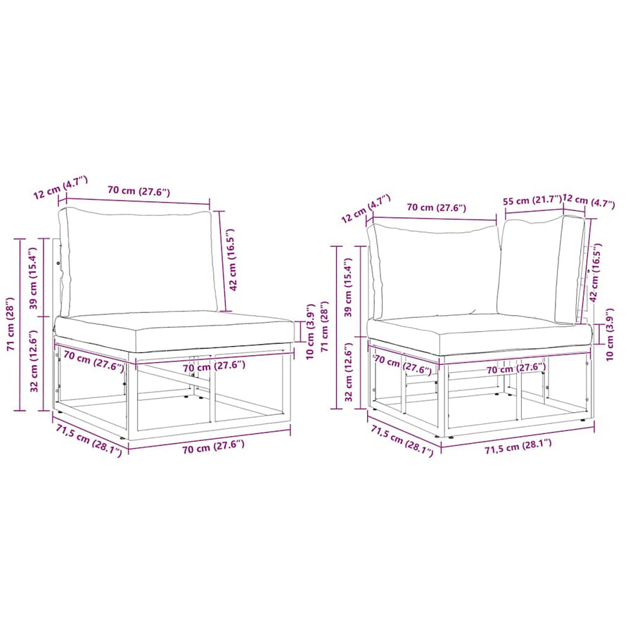 Tuin Sofa Set met kussen 9 pcs Zwart Aluminium
