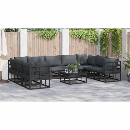 Tuin Sofa Set met kussen 10 pcs Zwart Aluminium