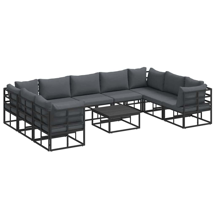 Tuin Sofa Set met kussen 10 pcs Zwart Aluminium