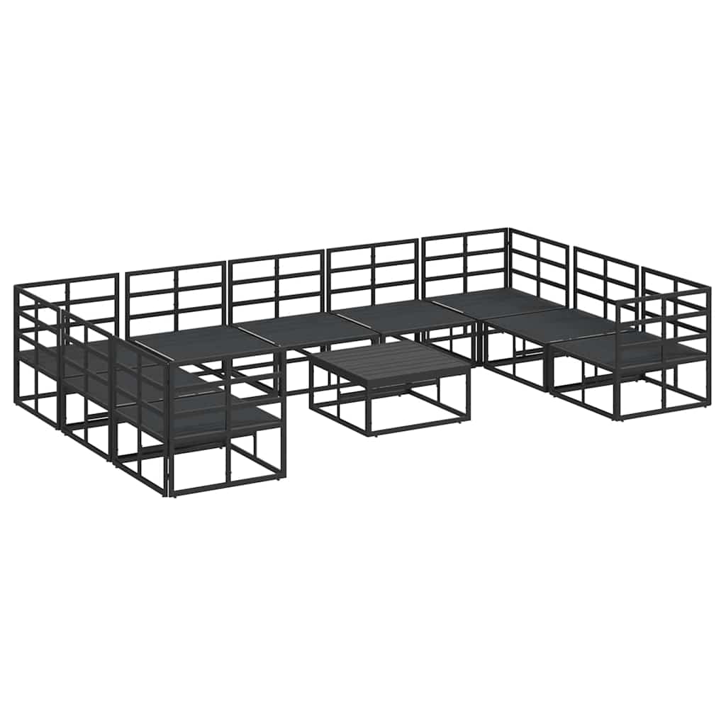 Tuin Sofa Set met kussen 10 pcs Zwart Aluminium