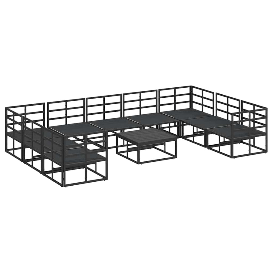 Tuin Sofa Set met kussen 10 pcs Zwart Aluminium