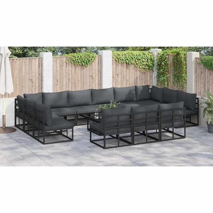 Tuin Sofa Set met kussen met kussen 13 pcs Zwart Aluminium