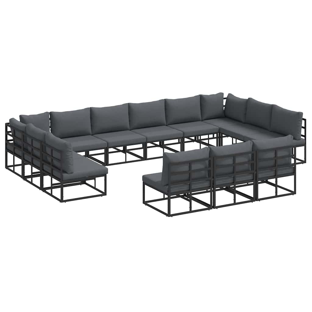 Tuin Sofa Set met kussen met kussen 13 pcs Zwart Aluminium
